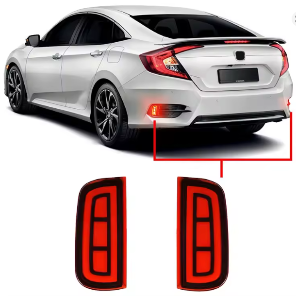 Rear Bumper Reflector Marker Light – Stop Light with LED for Honda Civic 2016 to 2021