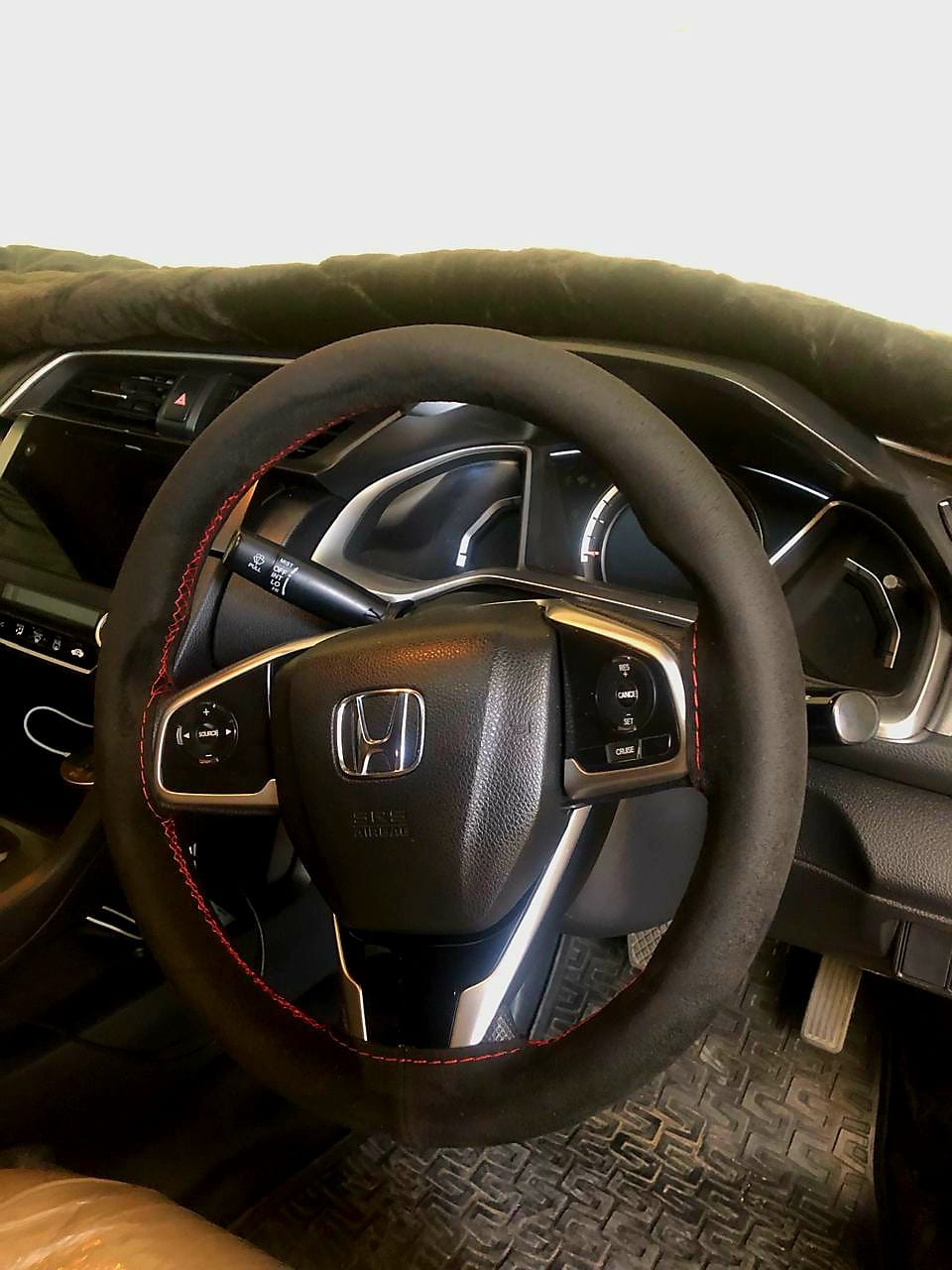 Alcantara/Suede Steering Wheel Cover Red