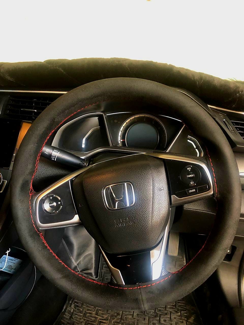 Alcantara/Suede Steering Wheel Cover Red