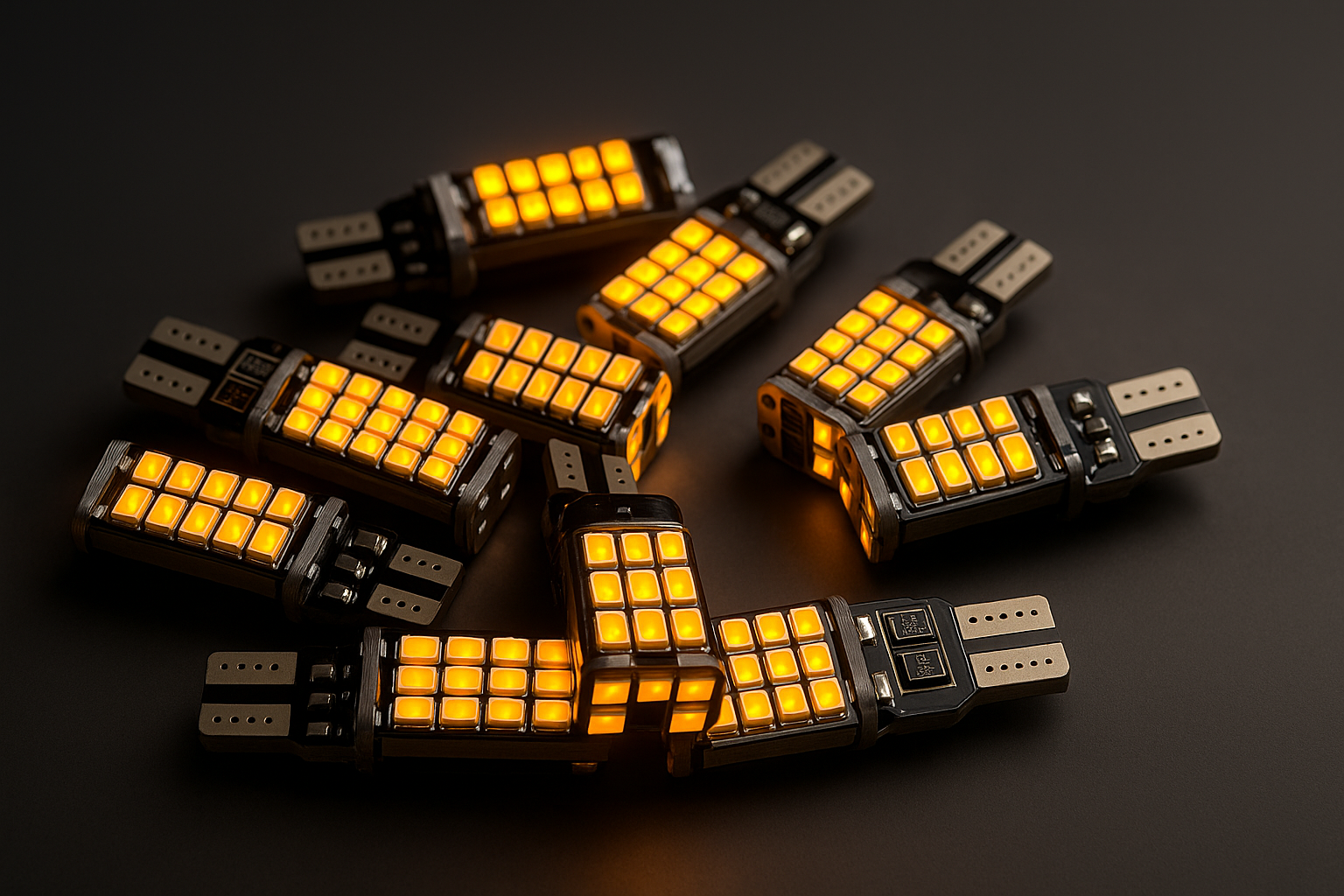 Enhanced amber LED automotive bulbs for homepage display