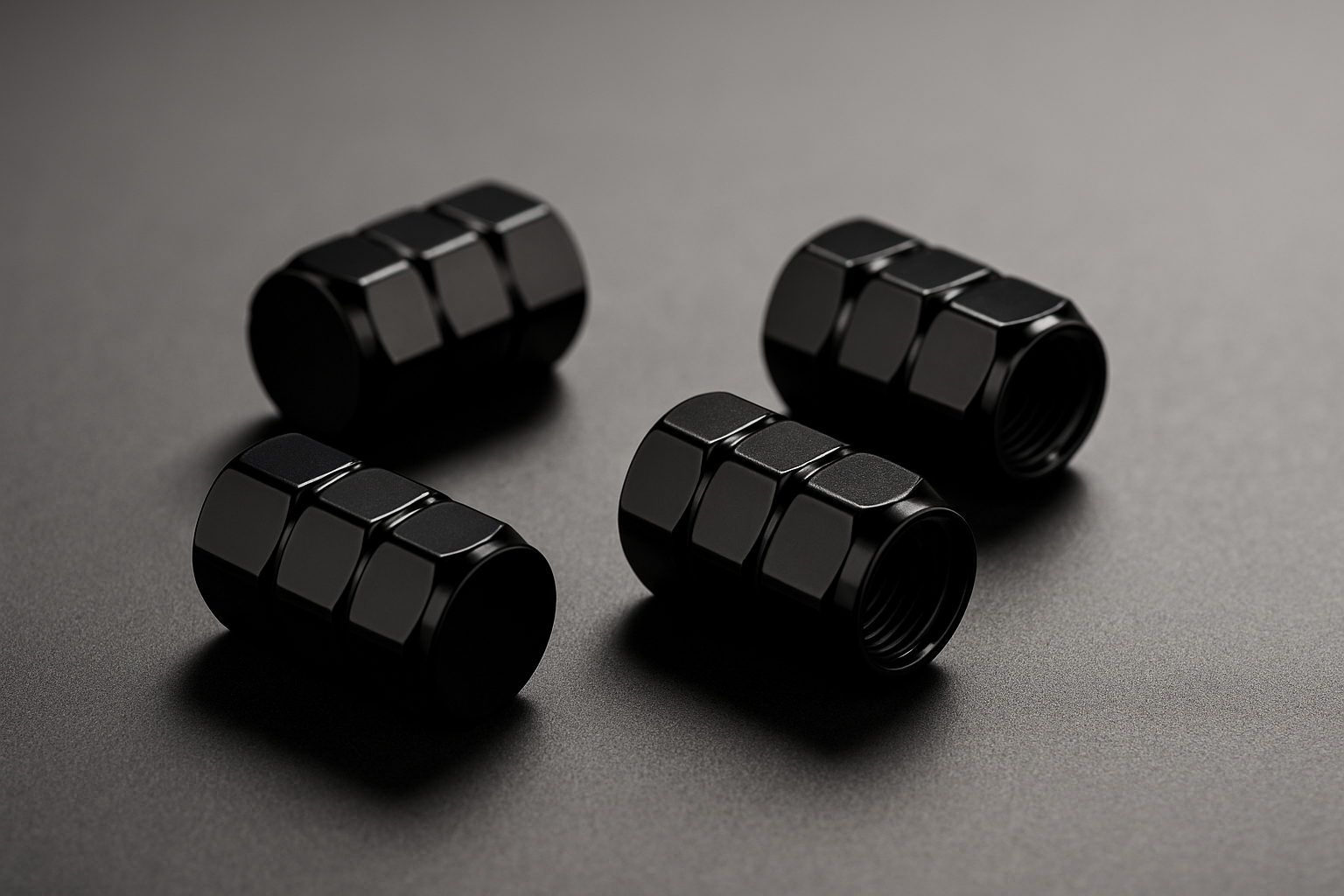 Enhanced black tire valve caps for homepage display