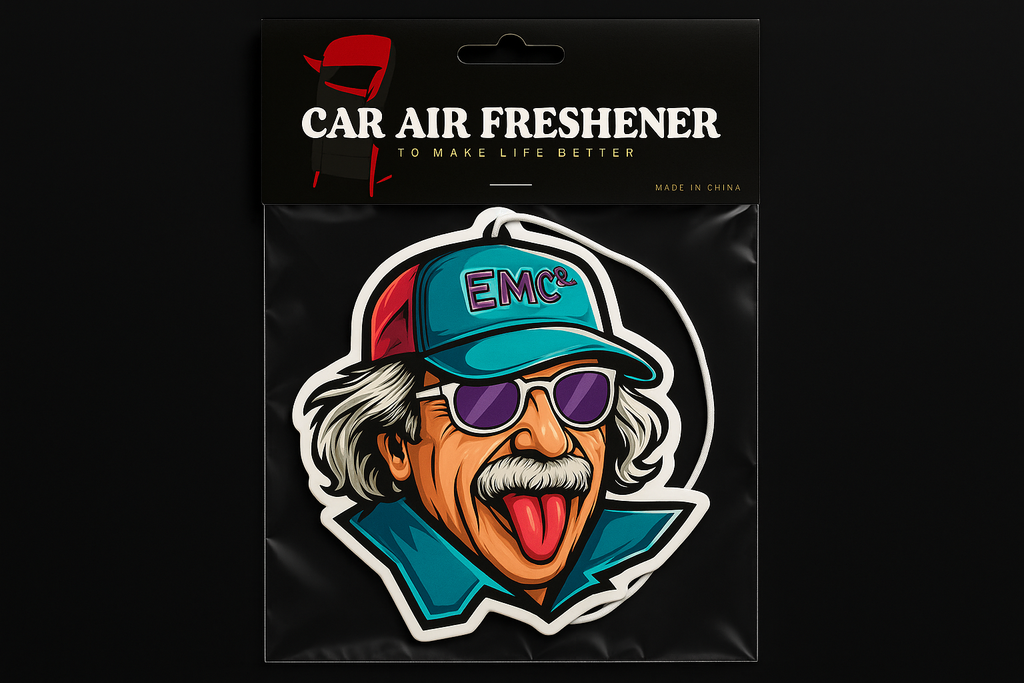 Enhanced Einstein character air freshener product image for homepage display