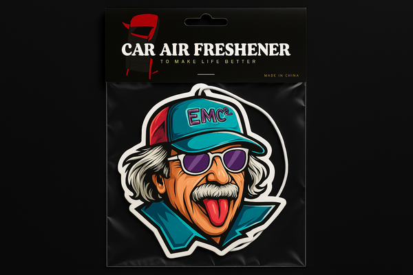 Enhanced Einstein character air freshener product image for homepage display
