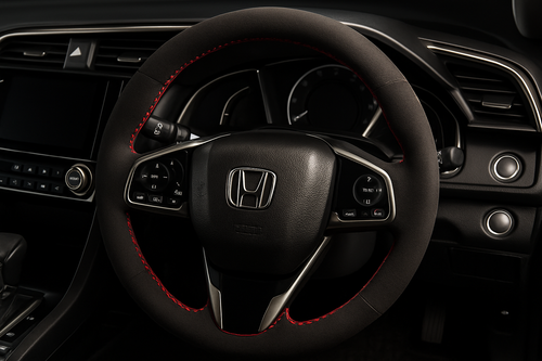 Enhanced Honda steering wheel with Alcantara cover for homepage display