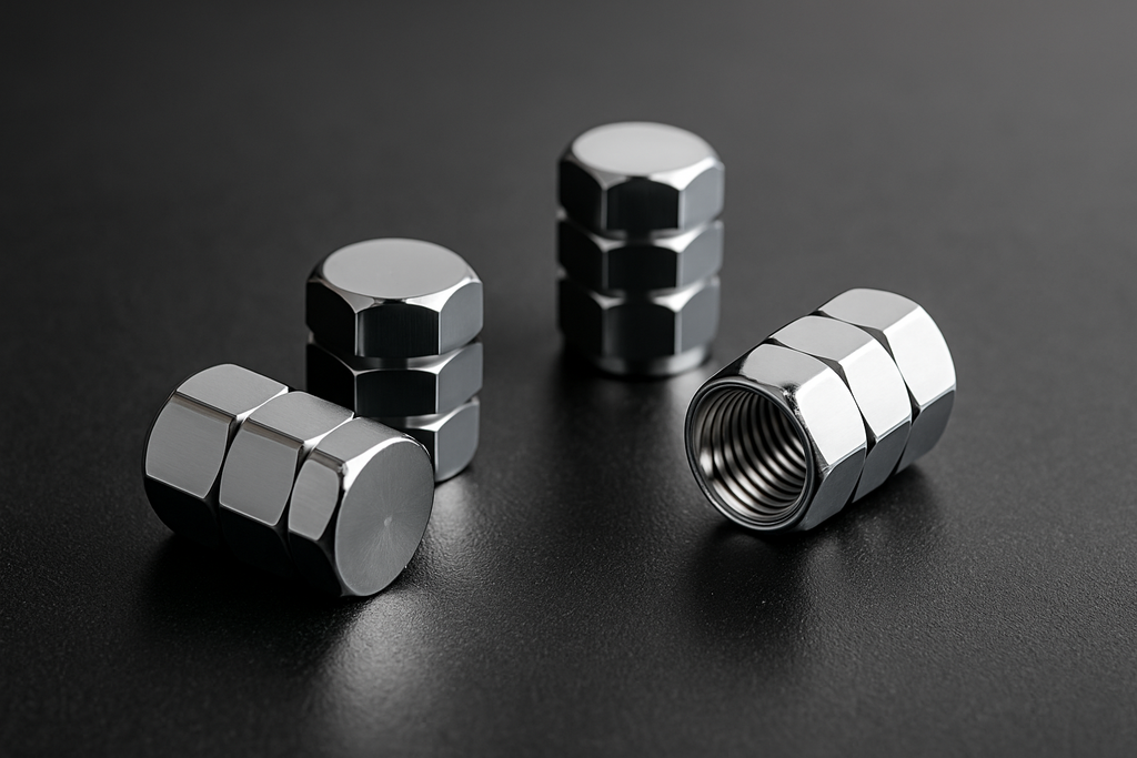 Enhanced silver tire valve caps for homepage display