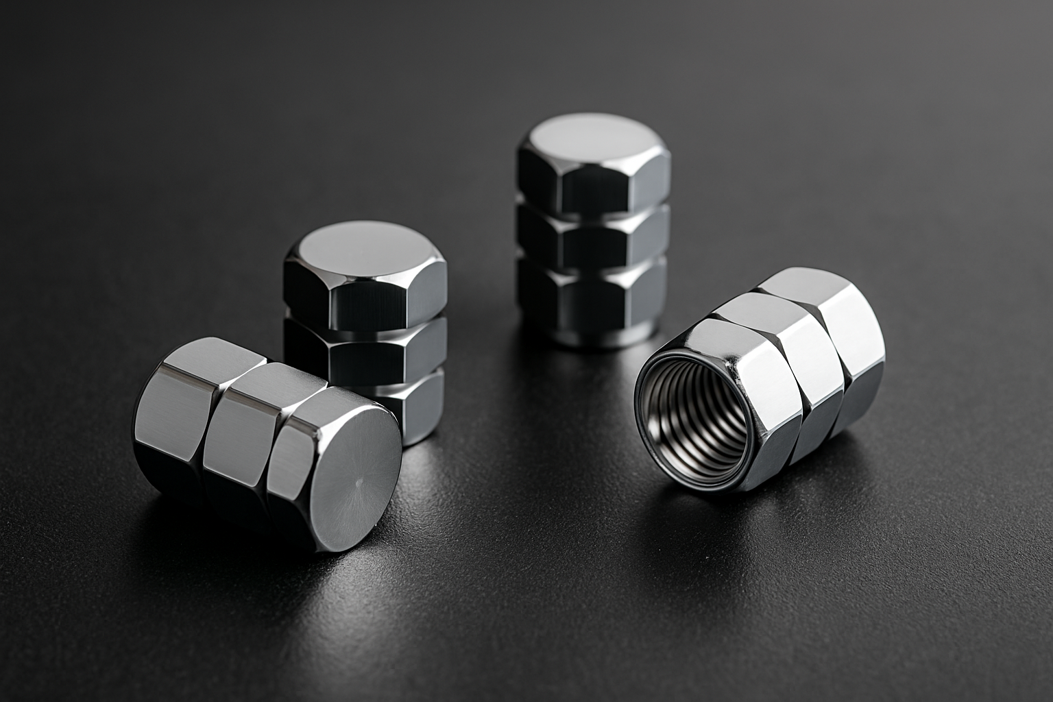 Enhanced silver tire valve caps for homepage display