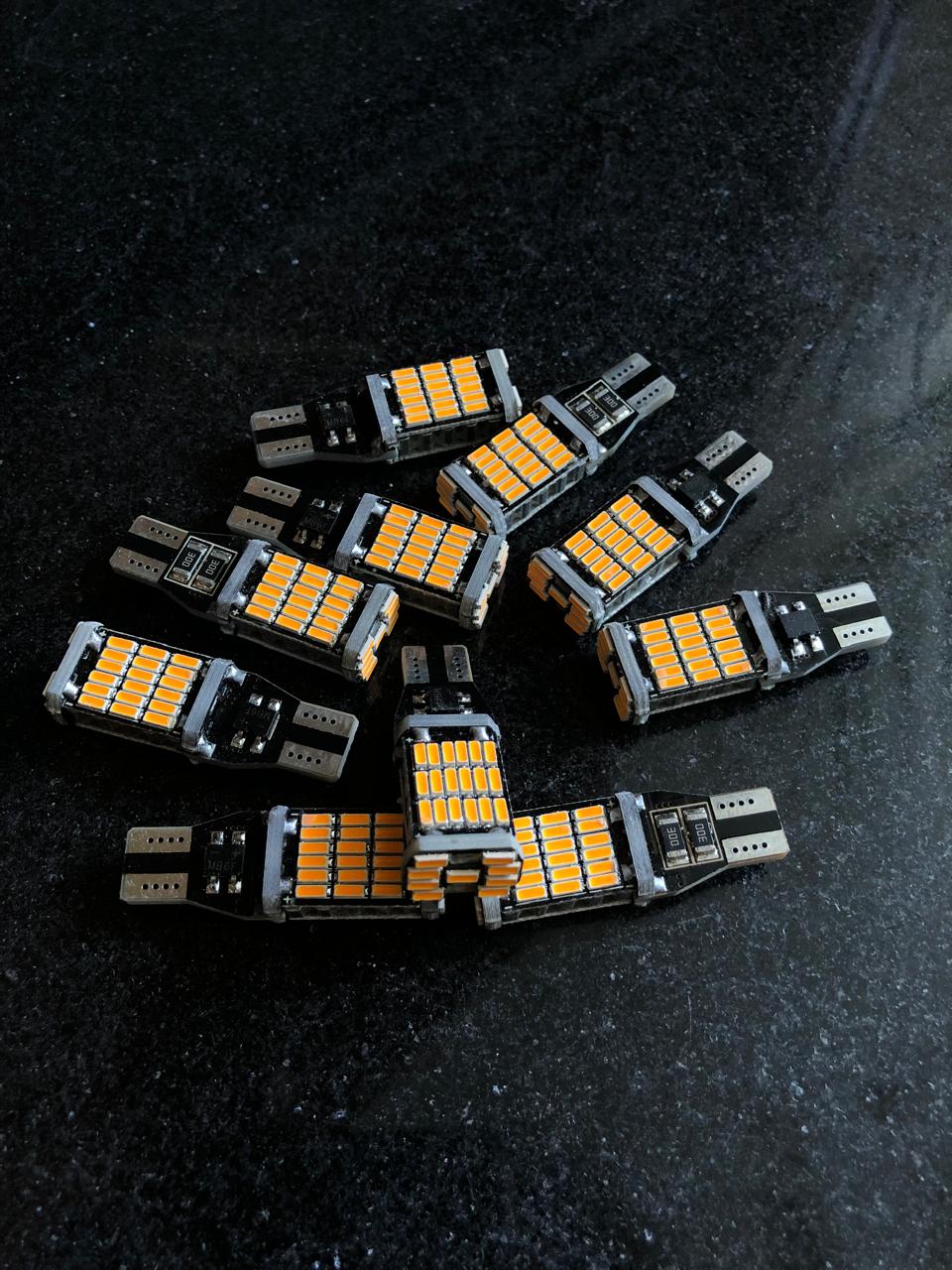 Reverse Light Bright Bulb 45 SMD LED W16W T15 Amber Yellow