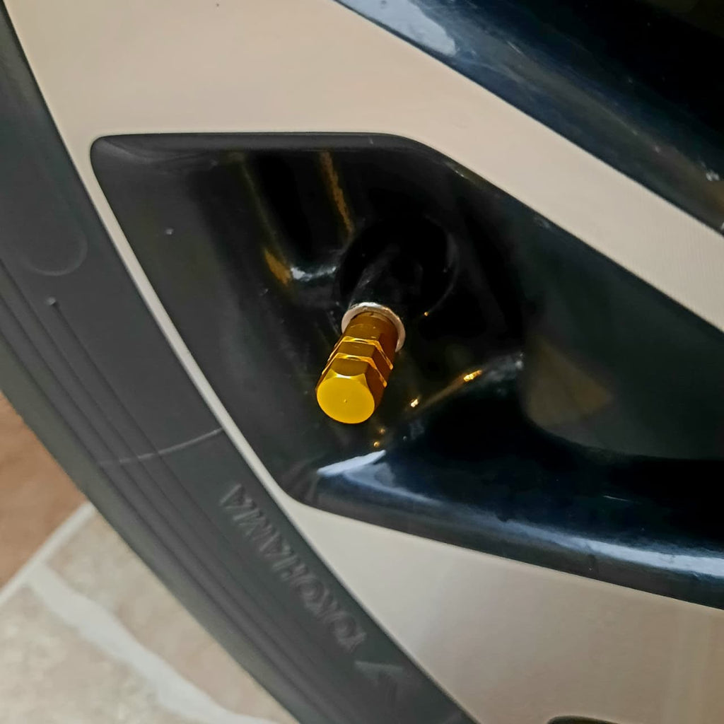 Tire valve cap gold